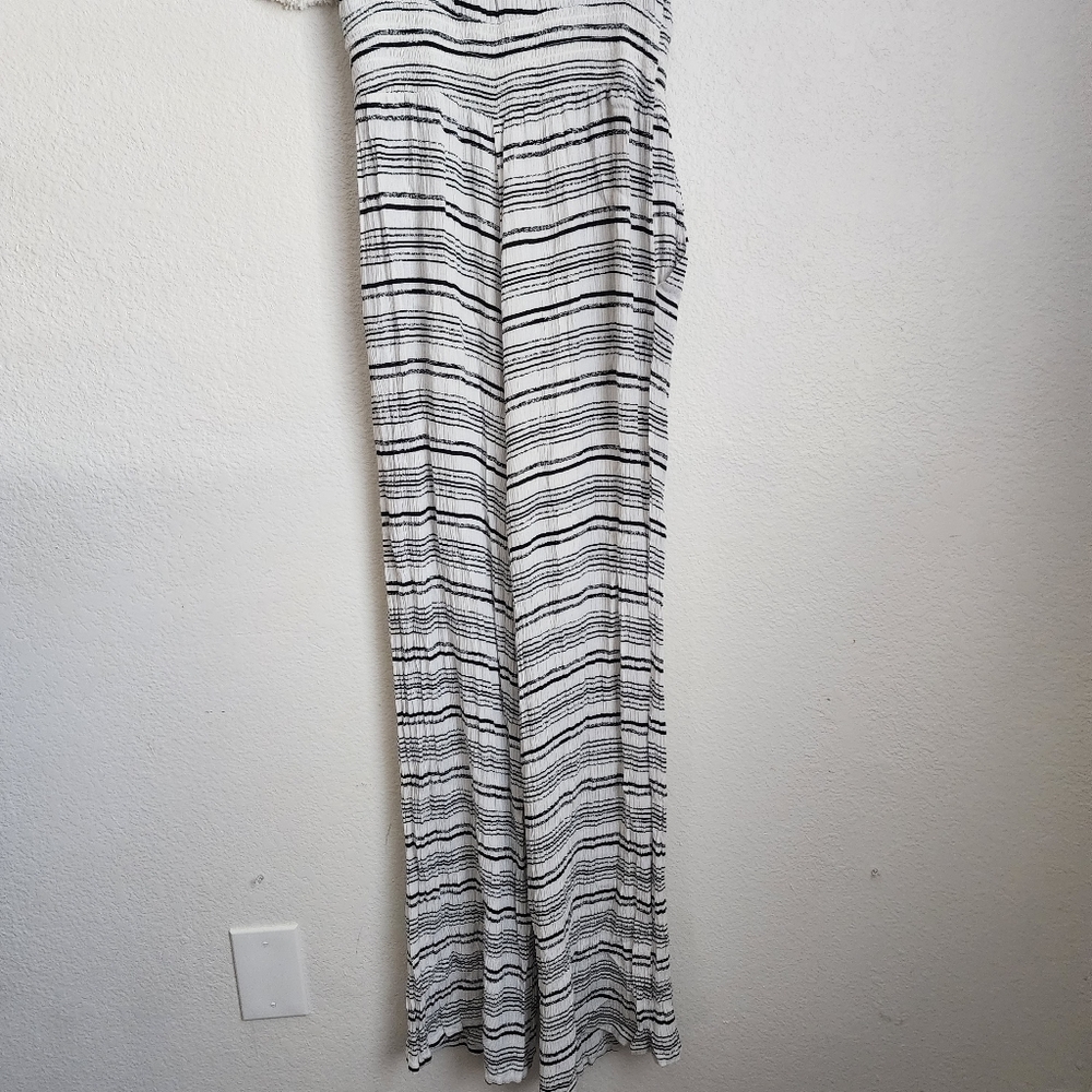 Spiritual Gangster Striped Gauzy Sleeveless Wide Leg Jumpsuit Beachy Baggy L - Picture 9 of 10